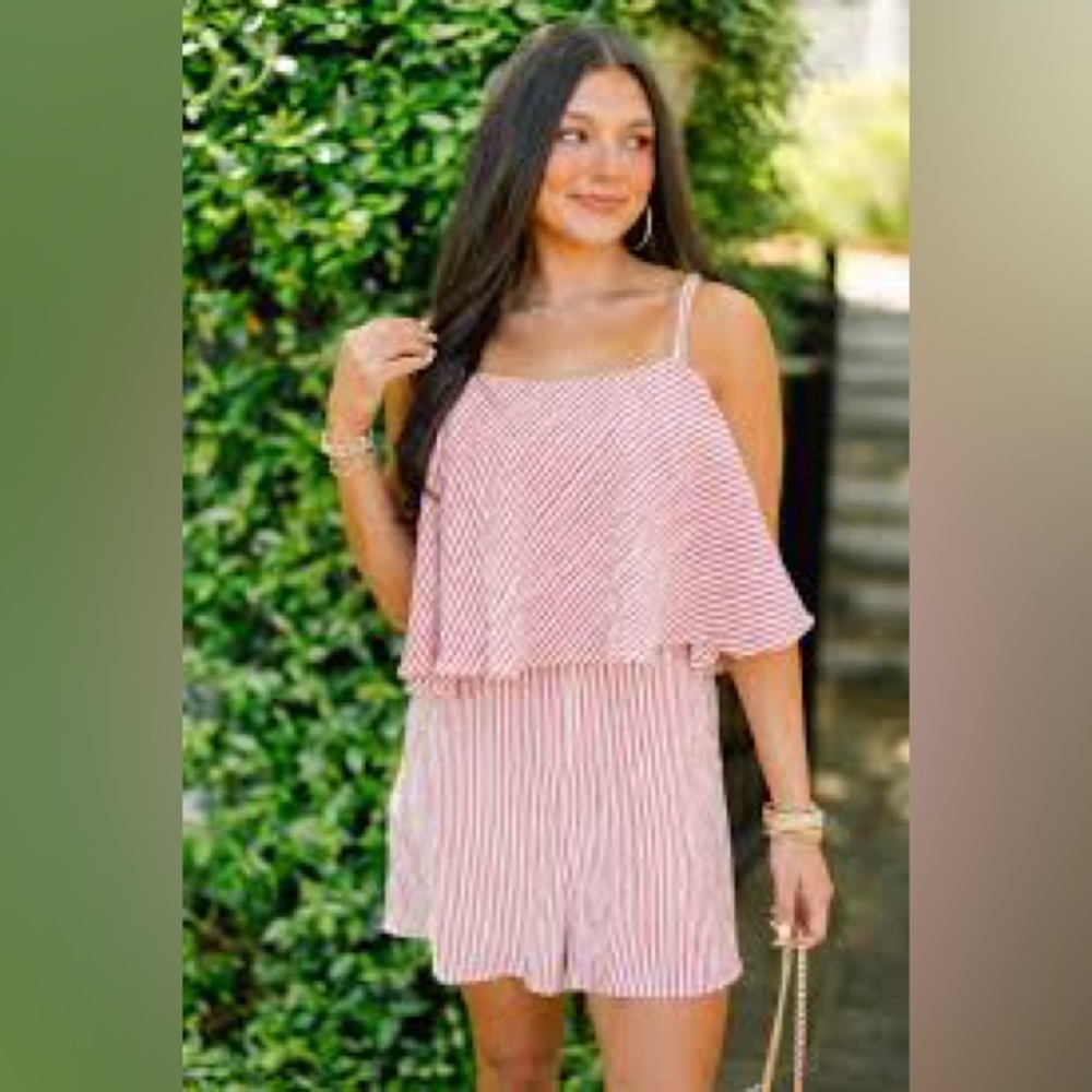 Gilli Red Ruffle Striped Romper - Picture 3 of 7
